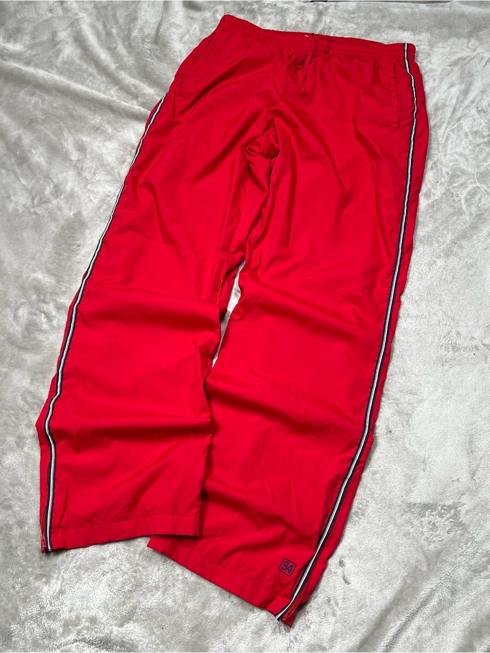 Vintage Old Navy Baggy Track Pants Mens L Red Mesh Lined Activewear Y2K Athletic